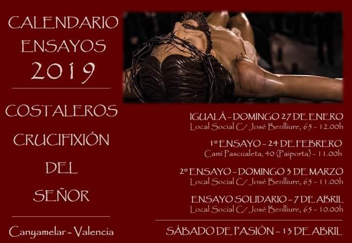 Calendario Ensayos Costaleros 2019